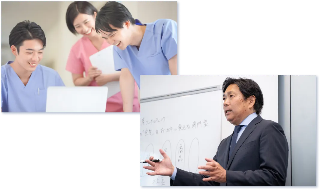 セミナー会場で参加者に向けて話す様子