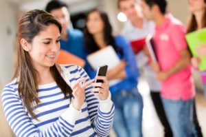 Female student texting