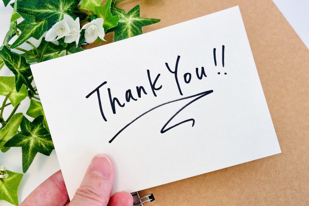 Thank Youと書かれたカード